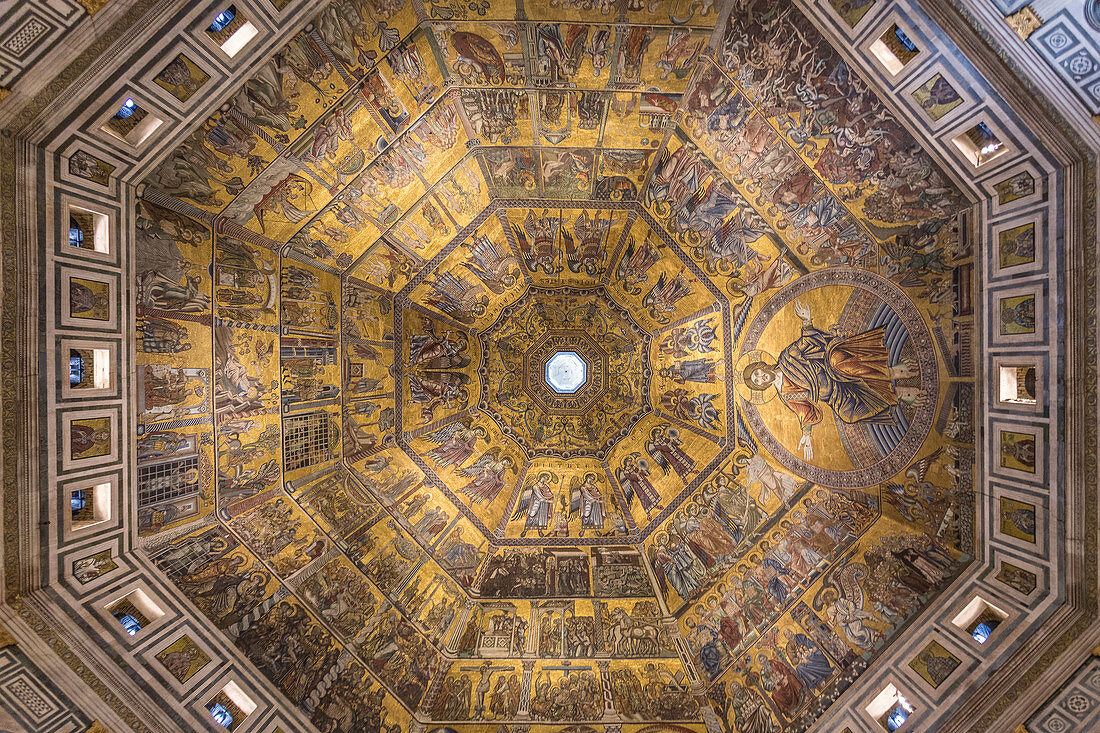 The decorated dome of the Baptistery in Florence, Italy