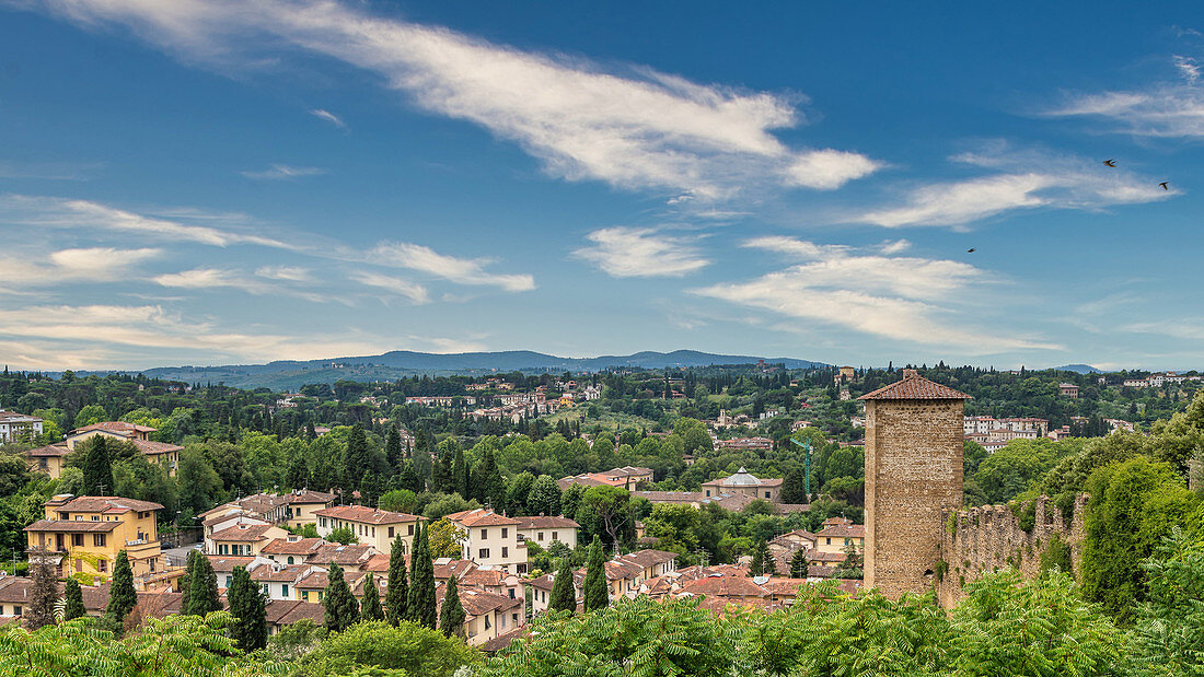 Beautiful view over the surrounding hills of Florence, Italy
