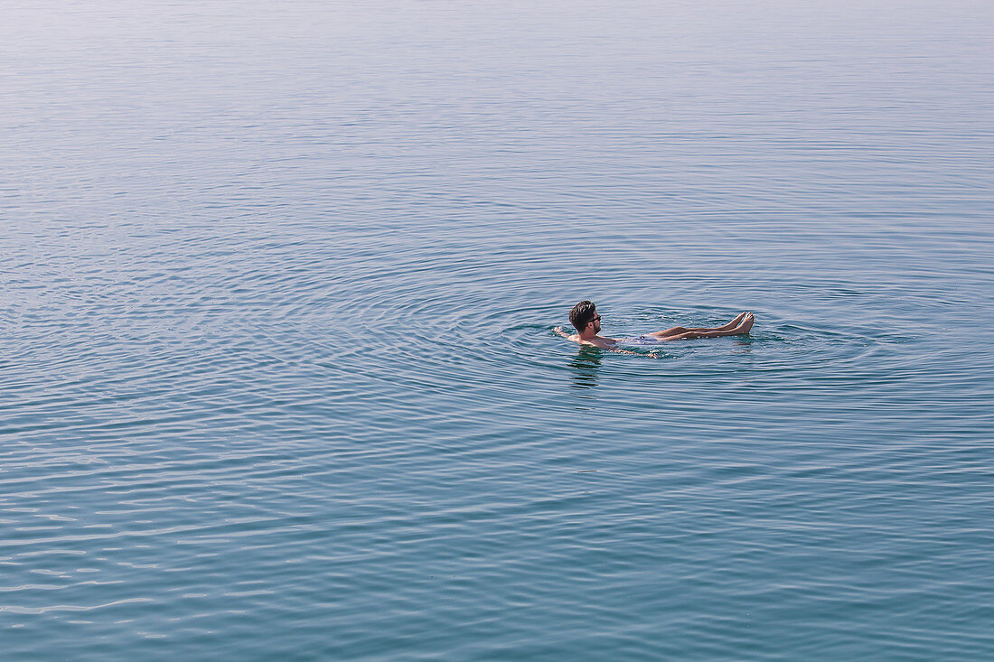 Swimming in the Dead Sea, Jordan