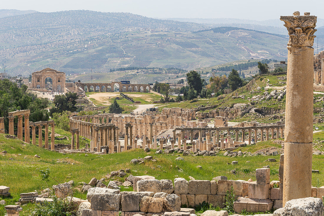 Overview of the ancient Roman city in Jerash, Jordan
