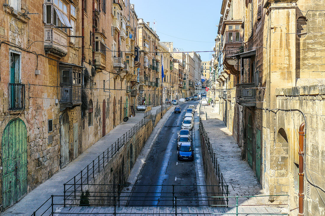 Blick auf die Straßen von Valletta, Malta