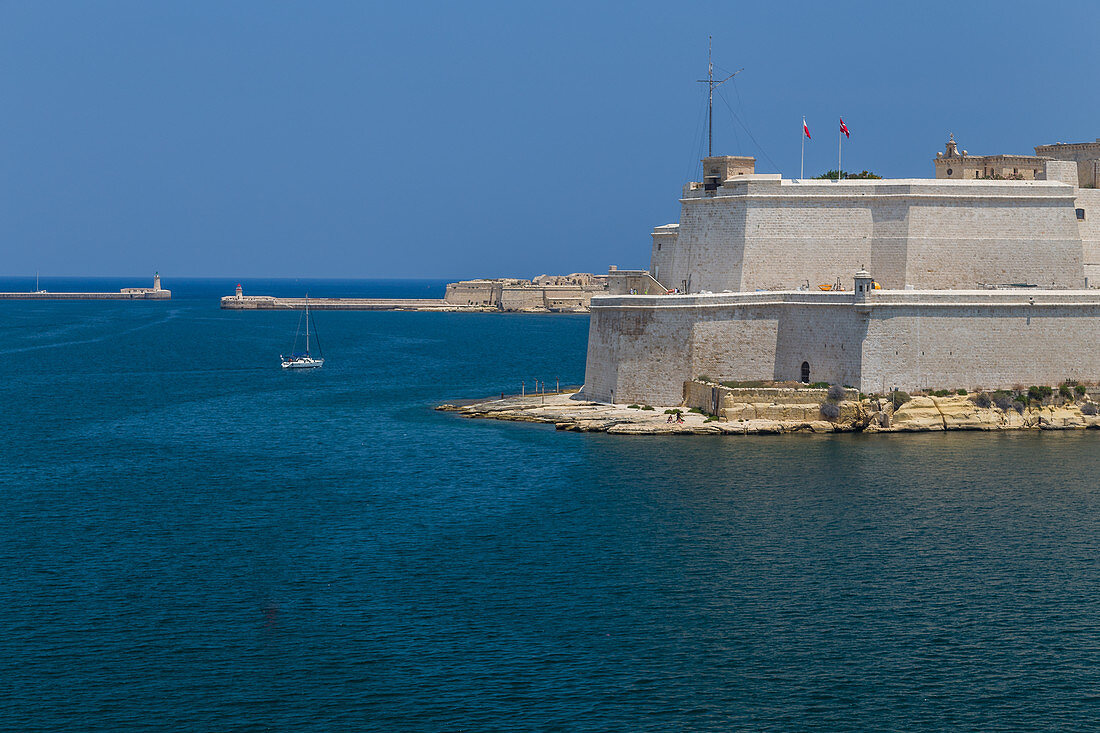View of the fortress at the port of Senglea, Malta