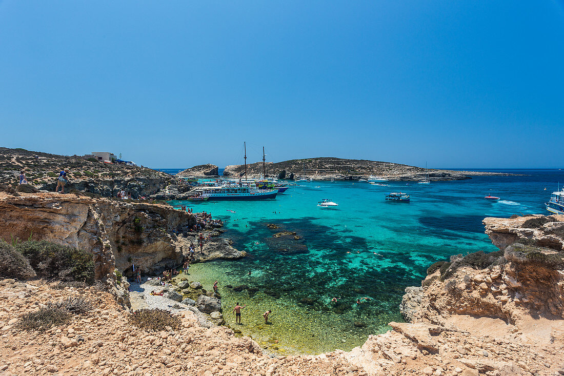View of the turquoise sea on Comino Island, Malta