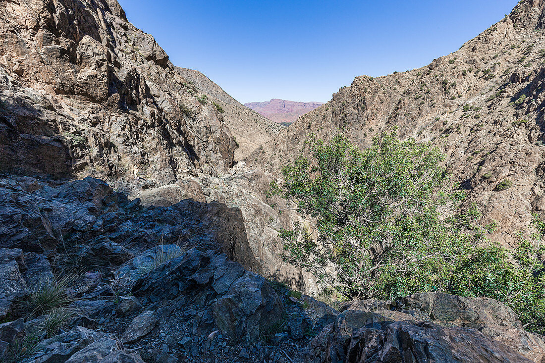 Hiking trail through the Atlas Mountains in Morocco