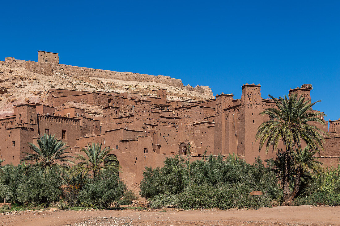 View of the old walls of Ait Ben Haddou in Morocco
