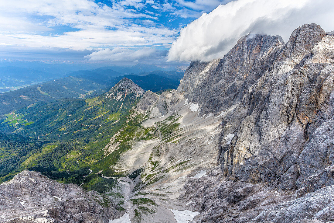 Great view from the highest mountain in Styria, Dachstein, Austria