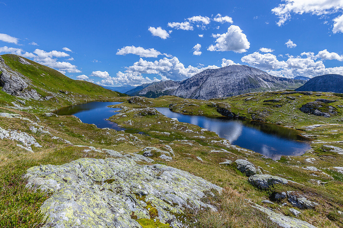 Two mountain lakes in the Riedingtal Nature Park in Lungau, Salzburg