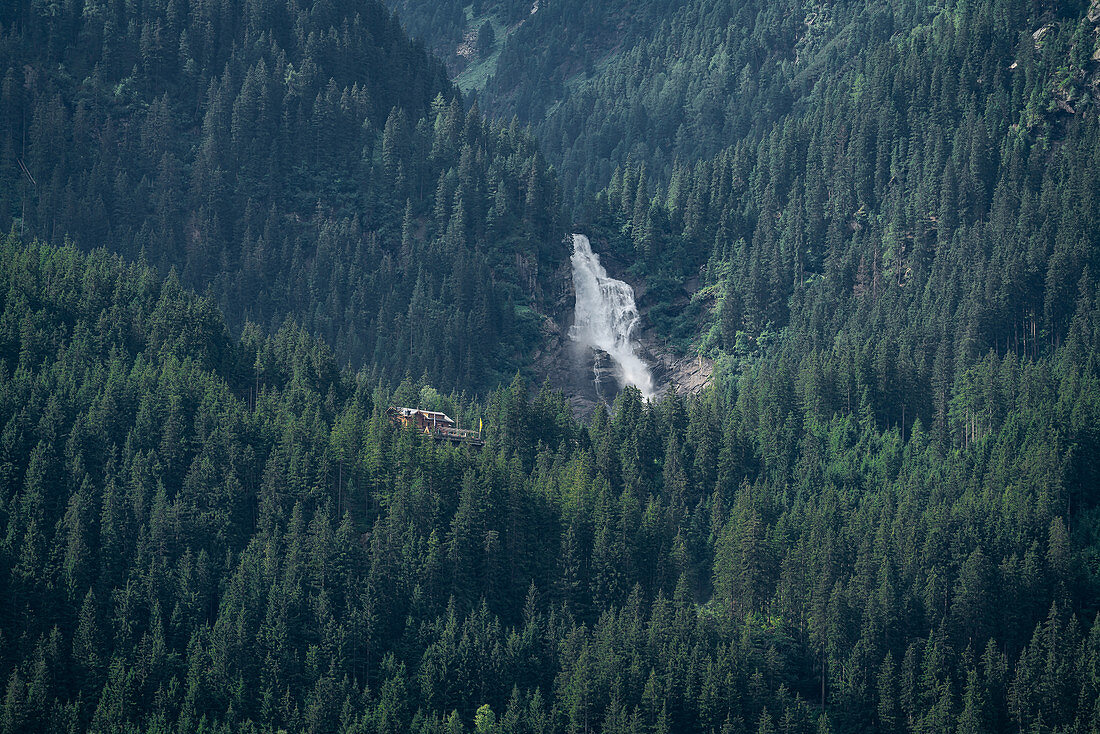 View of the Krimml waterfalls in Krimml, Austria