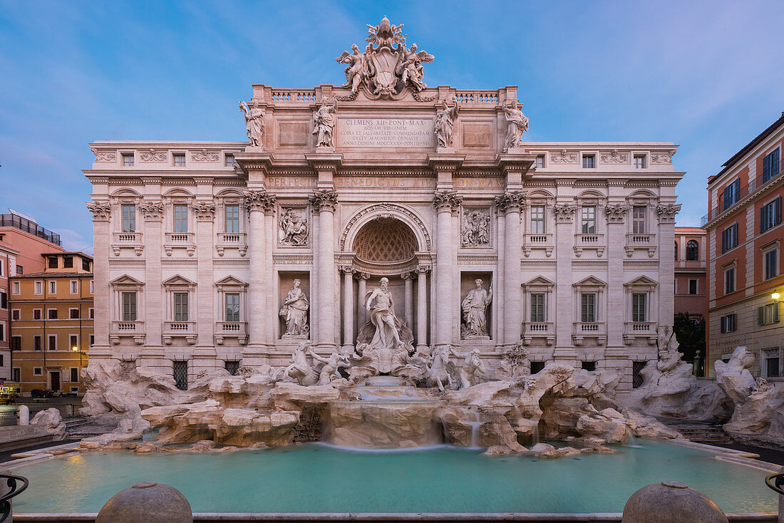 Early in the morning at the Fontana di Trevi in Rome, Italy
