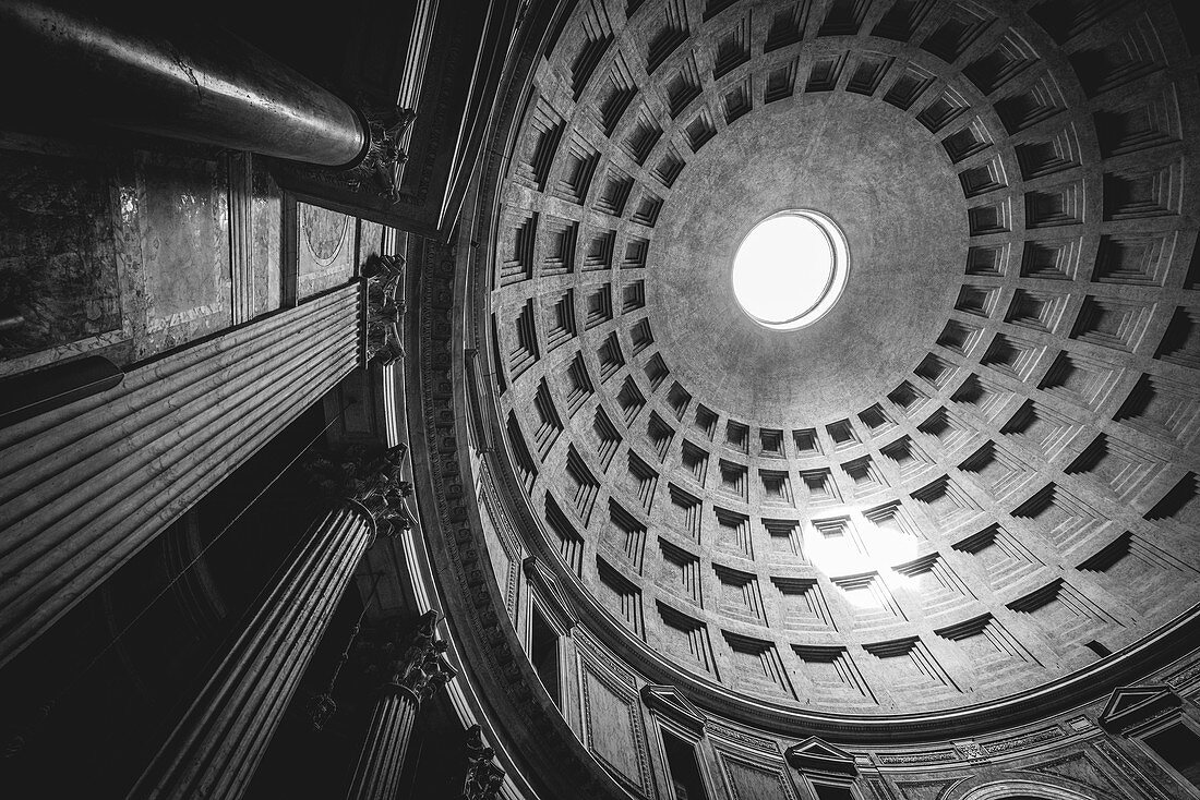 View of the architecture and dome of the Pantheon in Rome, Italy