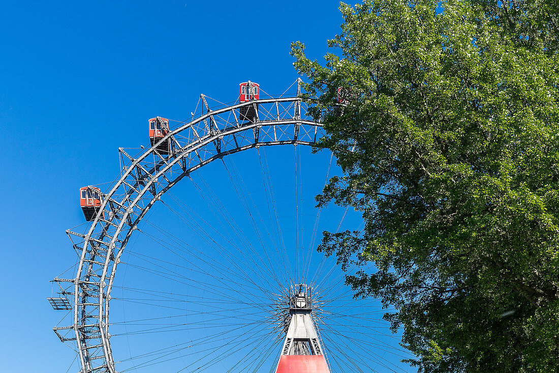 Blick auf das historische Riesenrad im Wiener Prater, Wien, Österreich