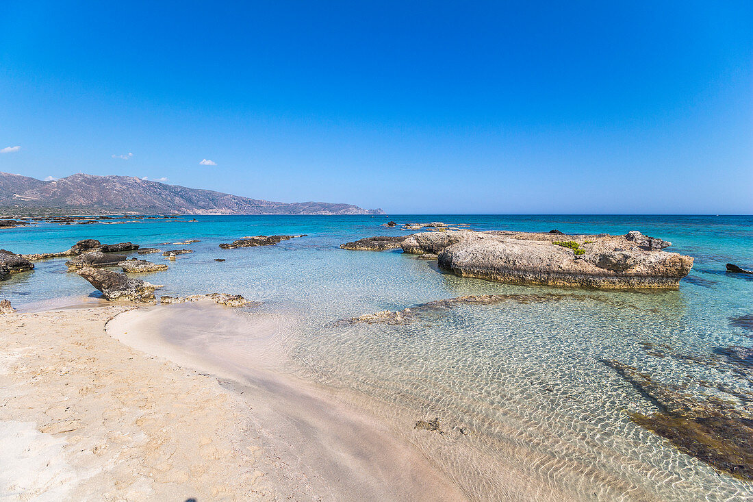 Elafonissi beach with pink sand, southwest Crete, Greece