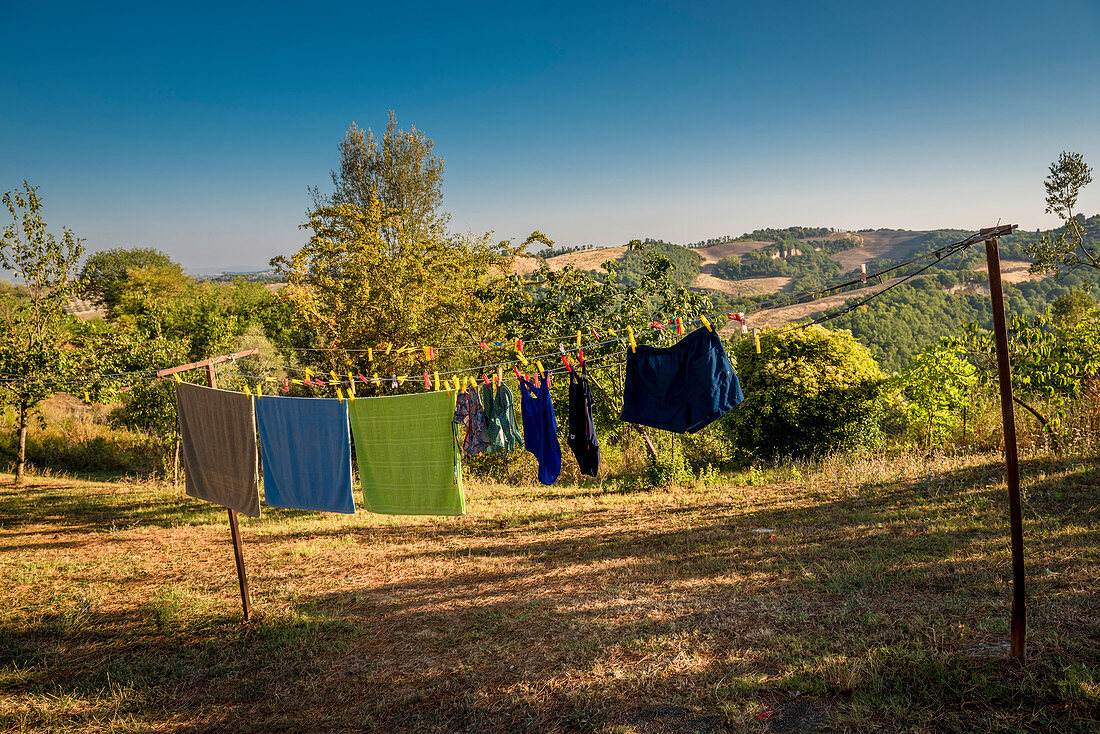 Laundry on a line, Buonconvento, Tuscany, Italy