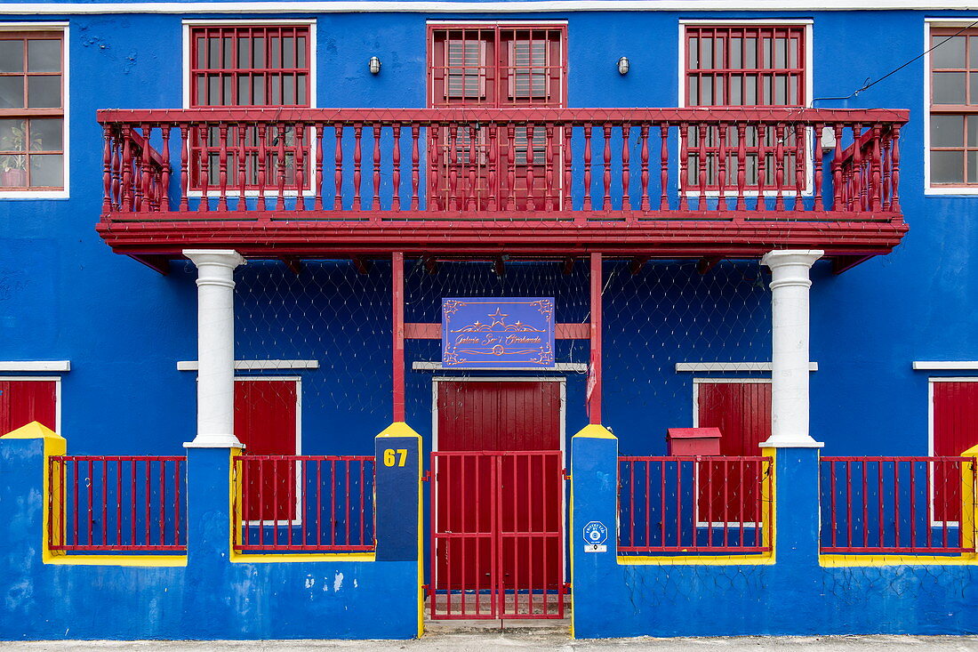 Houses with bold colors are typical of the city, Willemstad, Curaçao, Netherlands Antilles, Caribbean