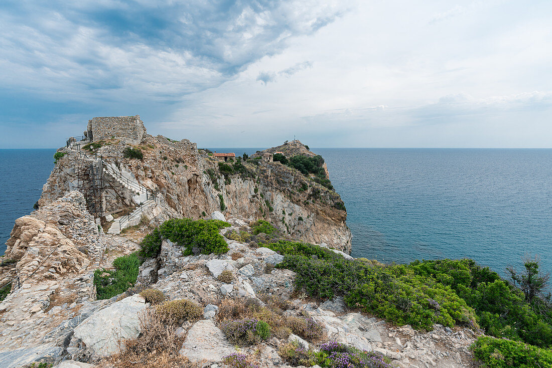 Rocky road to Kastro, the old capital of the island, Skiathos, Greece