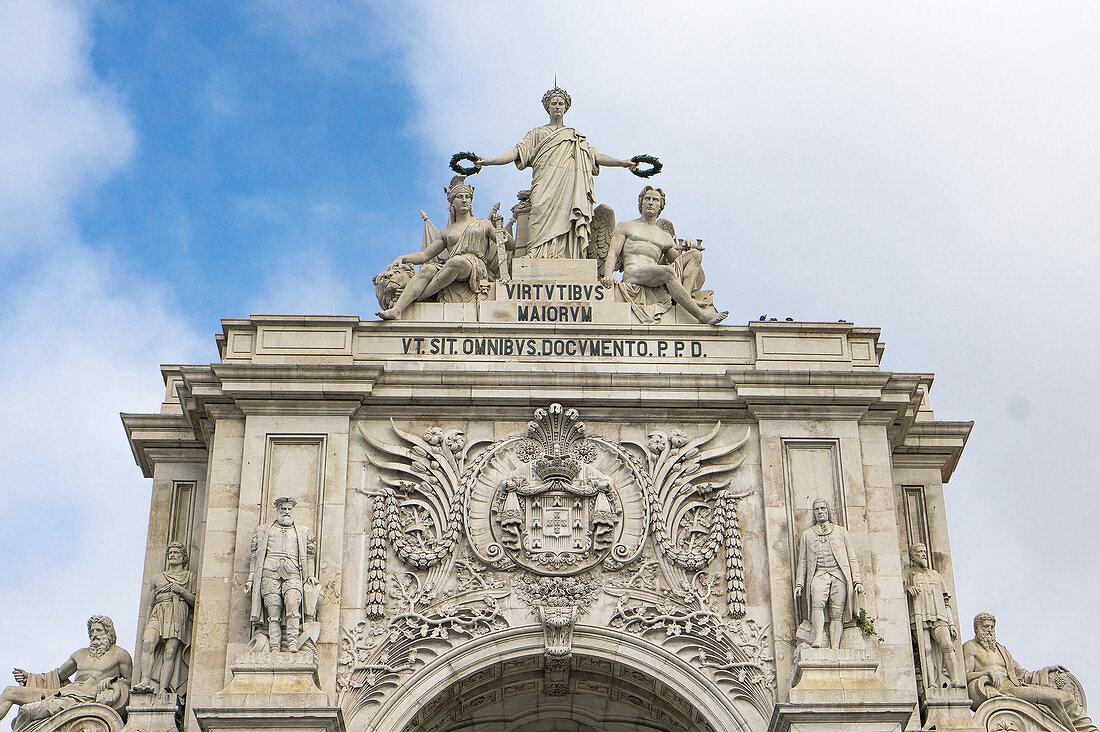 The Arco da Rua Augusta triumphal arch in Lisbon, Portugal