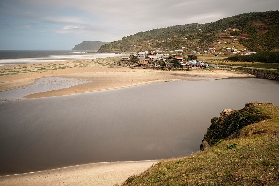 small village on Playa Bahia Mansa beach, Chile, South Pacific, Pacific Ocean, South America