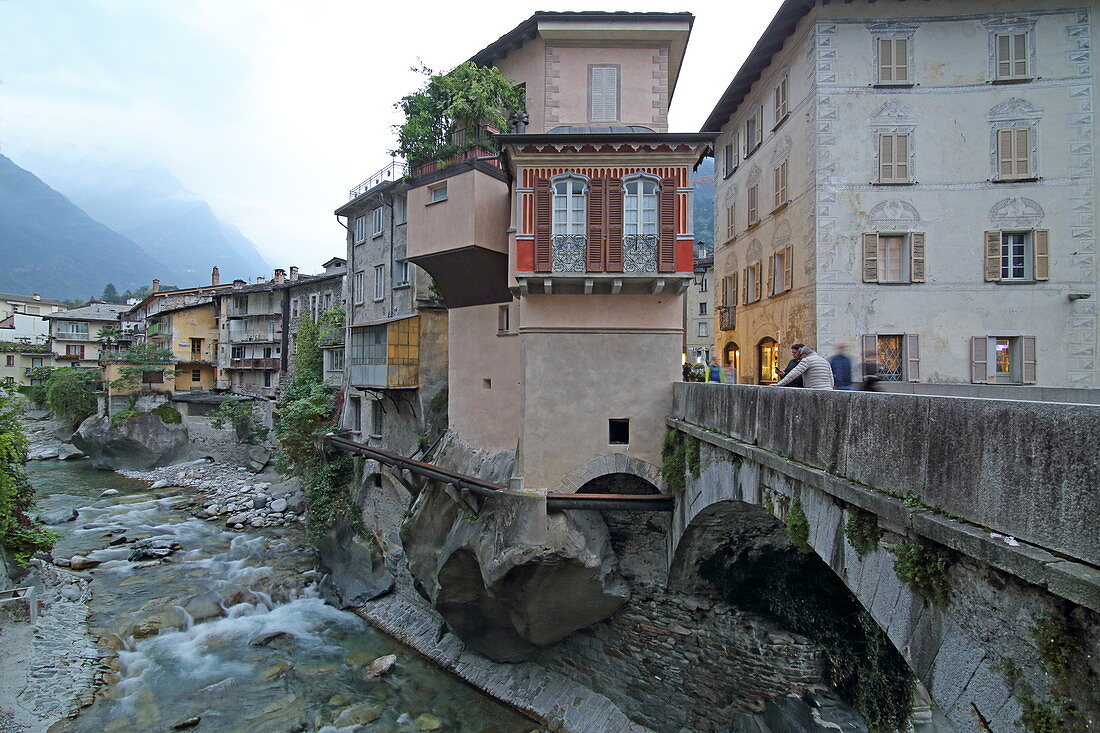 Fluss Mera und Chiavenna, Valchiavenna, Sondrio, Lombardei