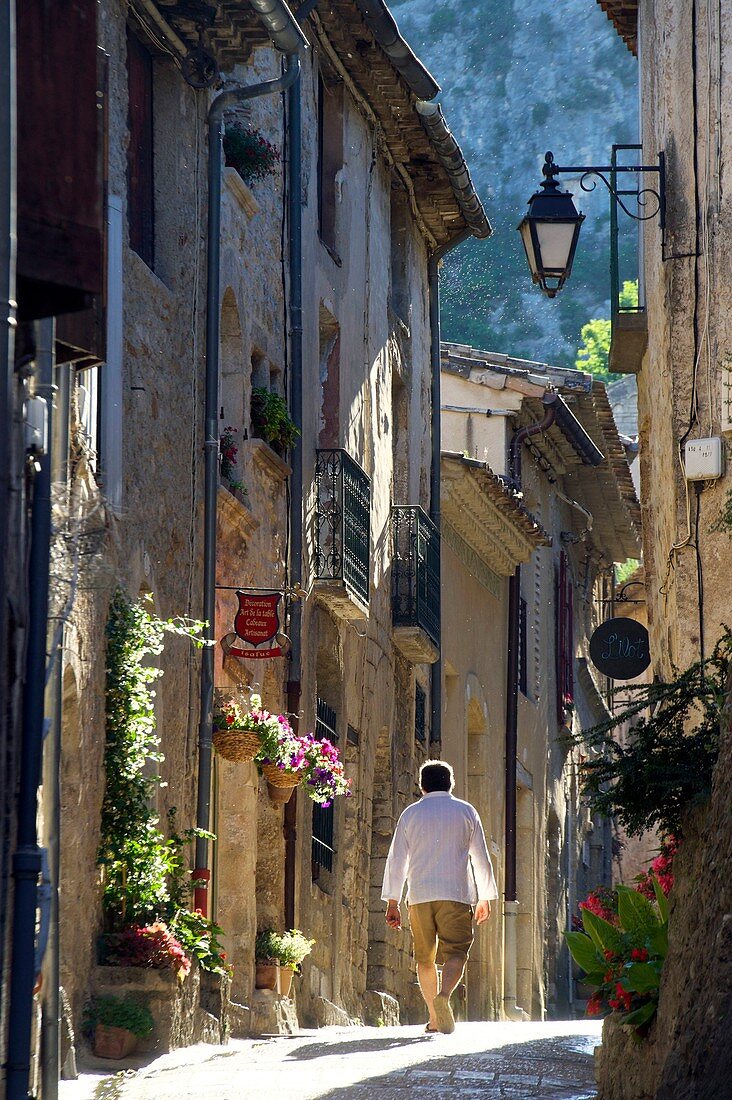 Frankreich, Herault, Causses und die Cevennen, Kulturlandschaft des mediterranen Agro-Pastoralismus, UNESCO Weltkulturerbe, Saint-Guilhem-le-Désert, ausgezeichnet mit Les Plus Beaux Villages de France (Frankreichs schönste Dörfer).