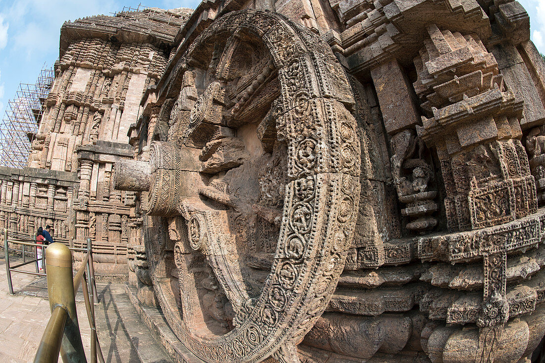 Wheel of Chariot of  Konark Sun Temple in Odisha, India