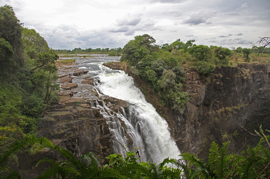 View on top of Victoria Falls and pool, Zimbabwe. 
