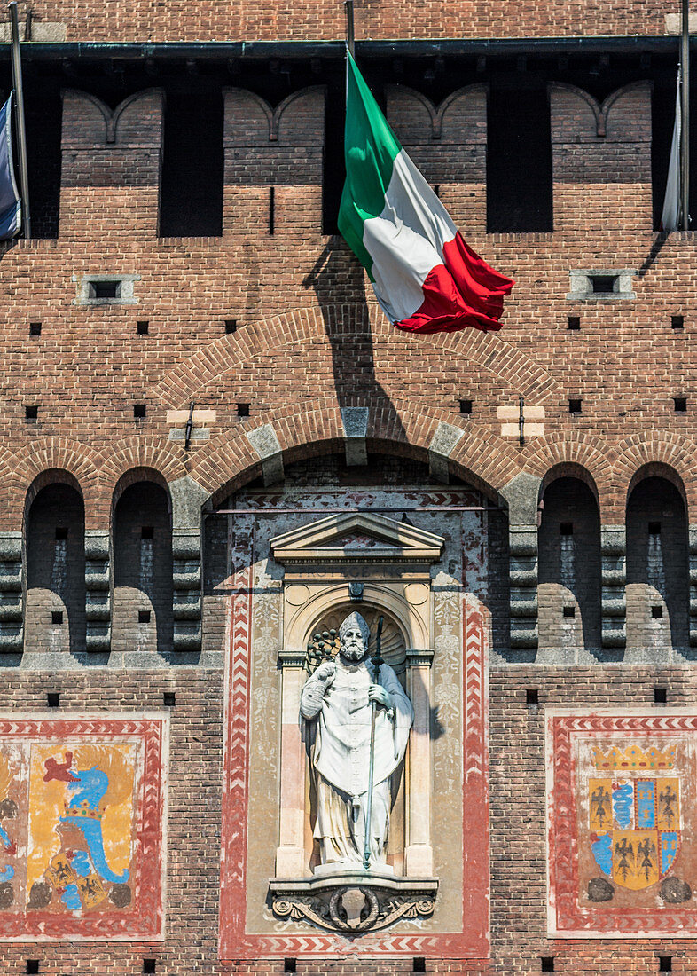 Exterior of Castello Sforzesco, Milan, Italy