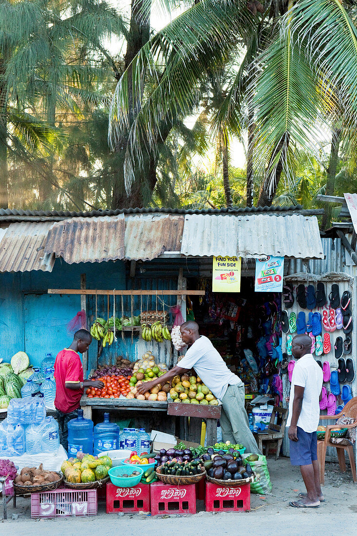 Fruit and vegetable stall in Watamu Town, Watamu, Malindi, Kenya