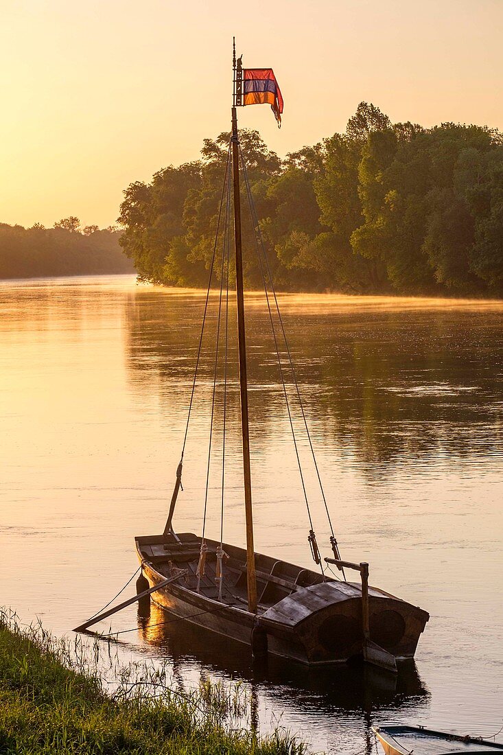 Frankreich, Indre-et-Loire, Loiretal, UNESCO Weltkulturerbe, Chouze sur Loire, traditionelle Boote auf der Loire