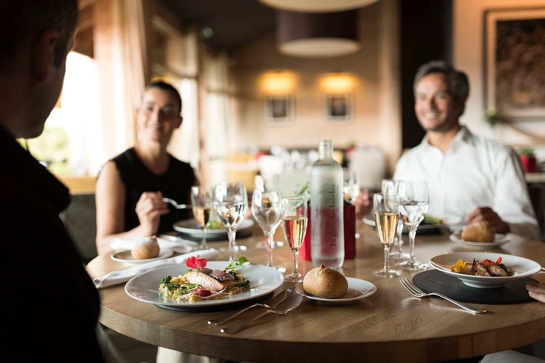 Frankreich, Morbihan, La Gacilly, Hotel la Grée des Landes, Restaurant Jardins Sauvages