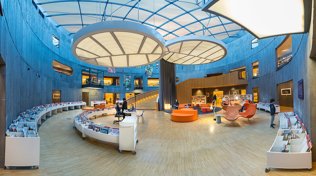France, Normandy, Seine Maritime, Le Havre, the small Volcan, library, media library, work of Oscar Niemeyer