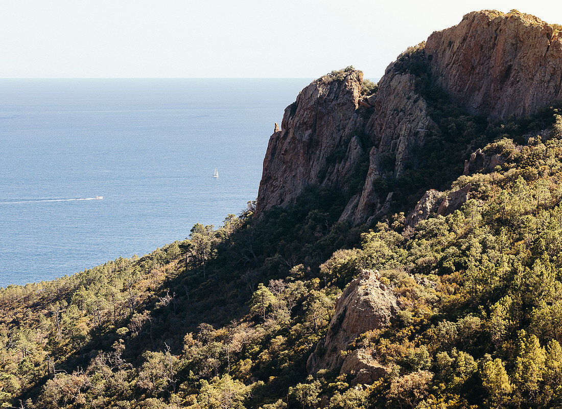 Im Esterel Küstengebirge, bei Agay, Stadtteil von Saint Raphael, Provence-Alpes-Côte d'Azur, Côte d'Azur, Frankreich