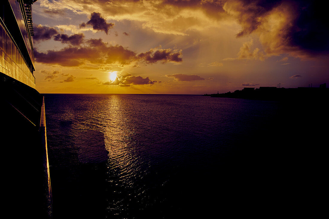 Sunset in front of Martinique, Caribbean, Central America