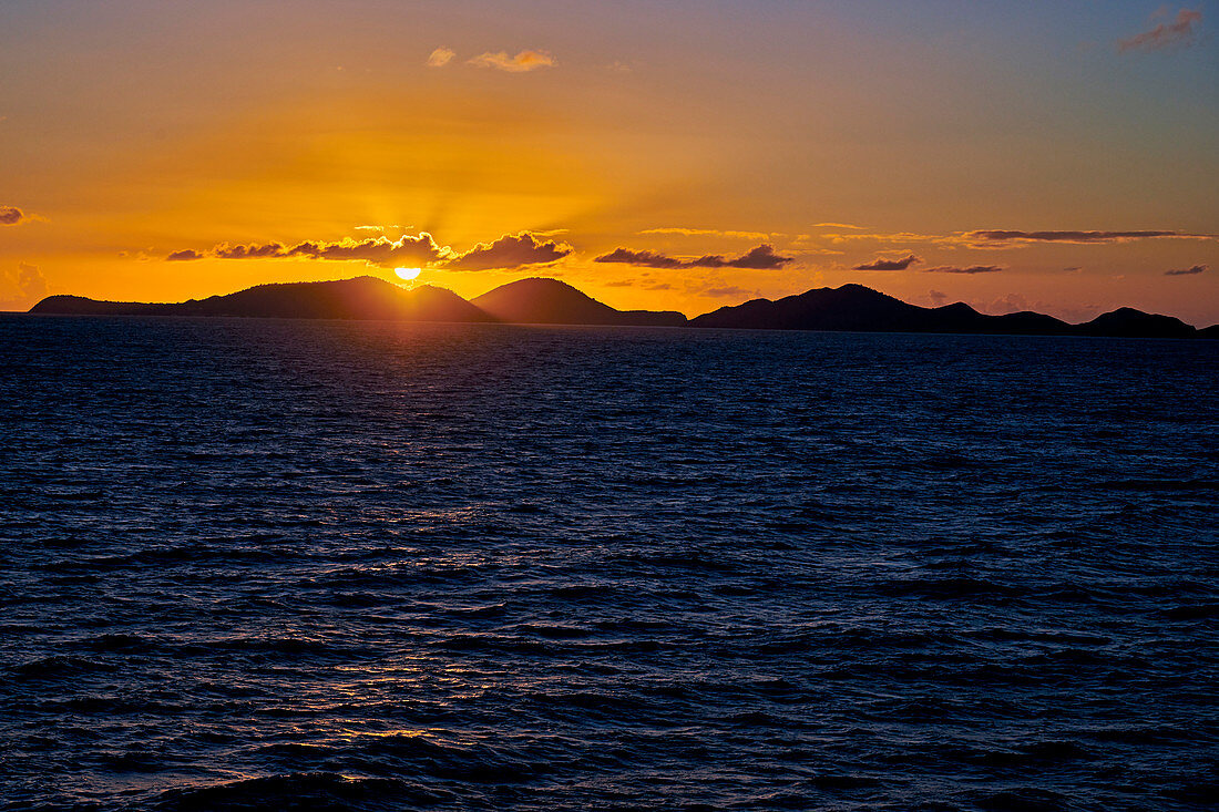 Sunrise off the British Virgin Islands, Caribbean, Central America