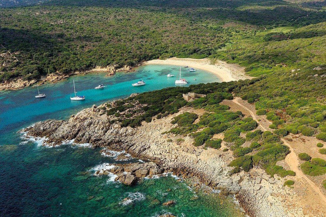 Frankreich, Corse-du-Sud, Sartenais, Sartene, Cala di Conca (Luftaufnahme)