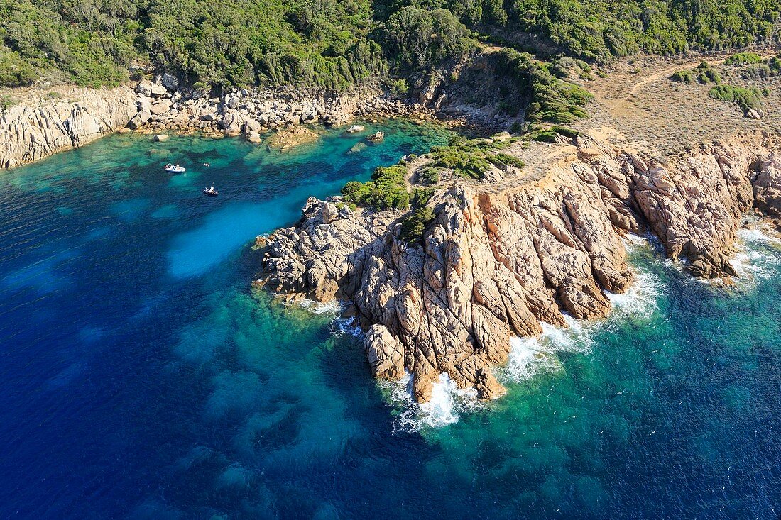 Frankreich, Corse-du-Sud, Belvedere Campomoro, Punta di Falumbaja (Luftaufnahme)