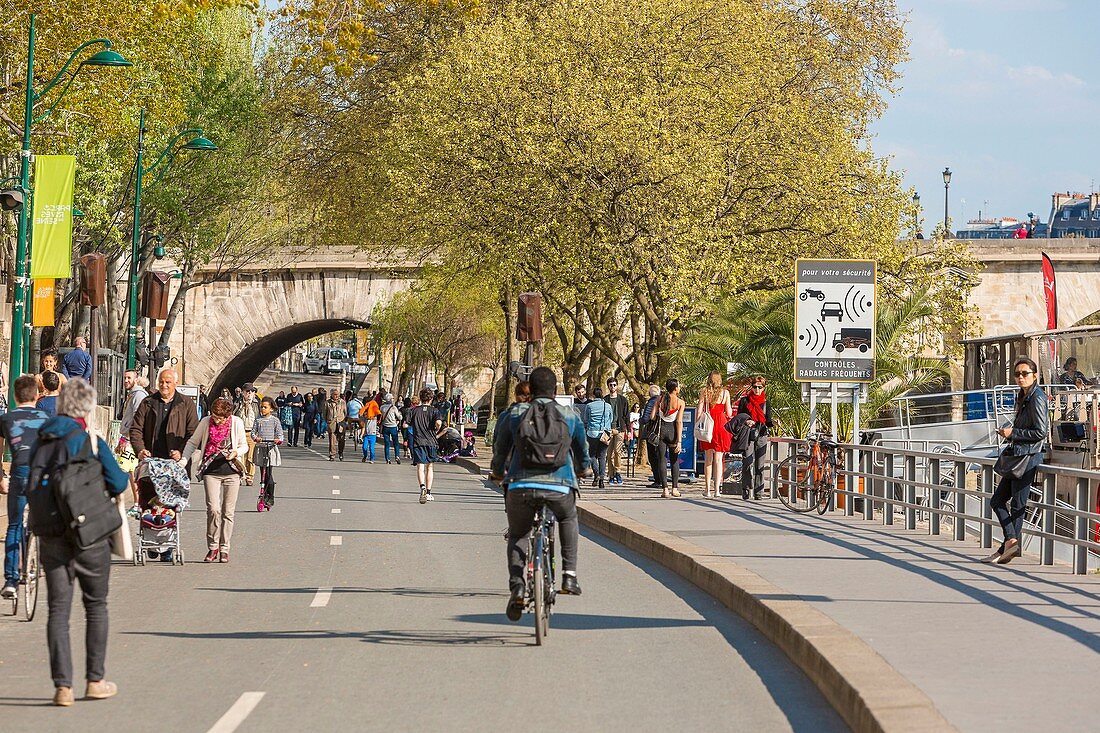 Frankreich, Paris, UNESCO-Weltkulturerbegebiet, Parc Rives de Seine, Neubau der Uferpromenaden, am 02.04.2017 eingeweiht