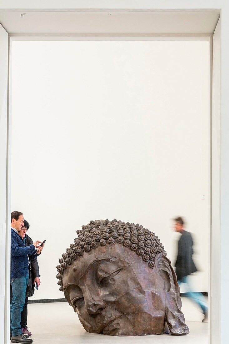 France, Paris, Bois de Boulogne, Acclimatization Garden, Mahatma Gandhi Avenue, Louis Vuitton Business Foundation, Frank Gehry Building (inaugurated in 2014), contemporary Chinese artists exhibition, sculpture by Zhang Huan