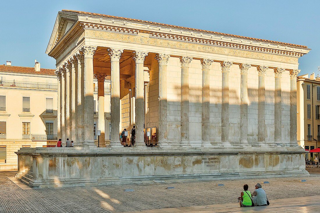 France, Gard, Nimes, the Maison Carree, Roman temple from the first century