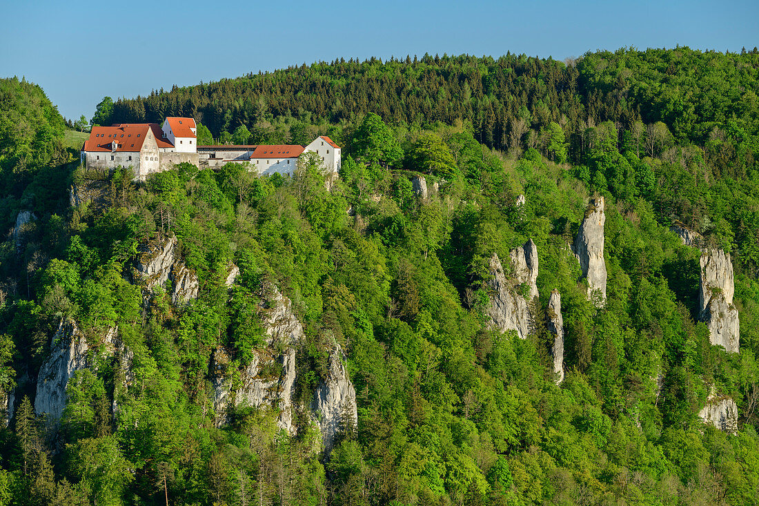 View of Wildenstein Castle, Upper Danube Valley, Danube Cycle Path, Baden-Württemberg, Germany