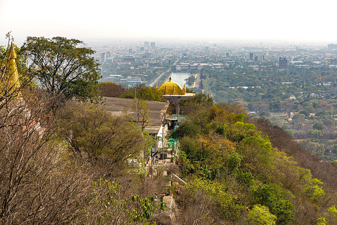 View from Buddhist temple on Mandalay Hill, Mandalay, Myanmar