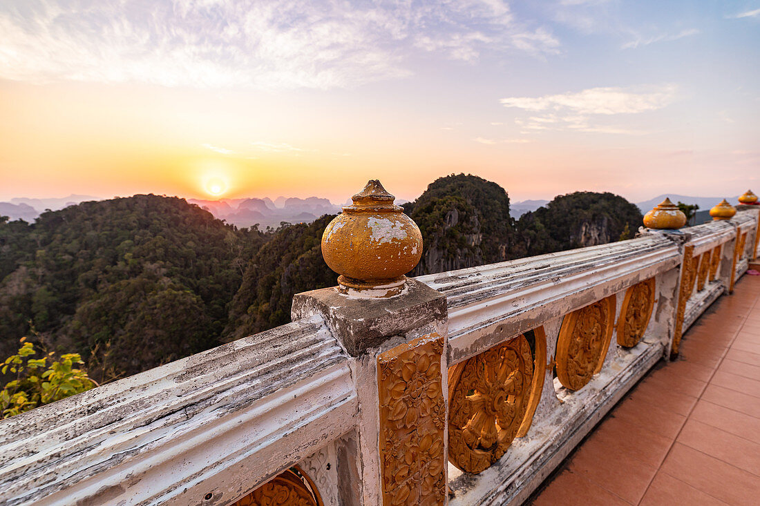 Plateau of Tiger Cave Mountain at sunset, Tiger Cave Temple, Krabi Town, Thailand