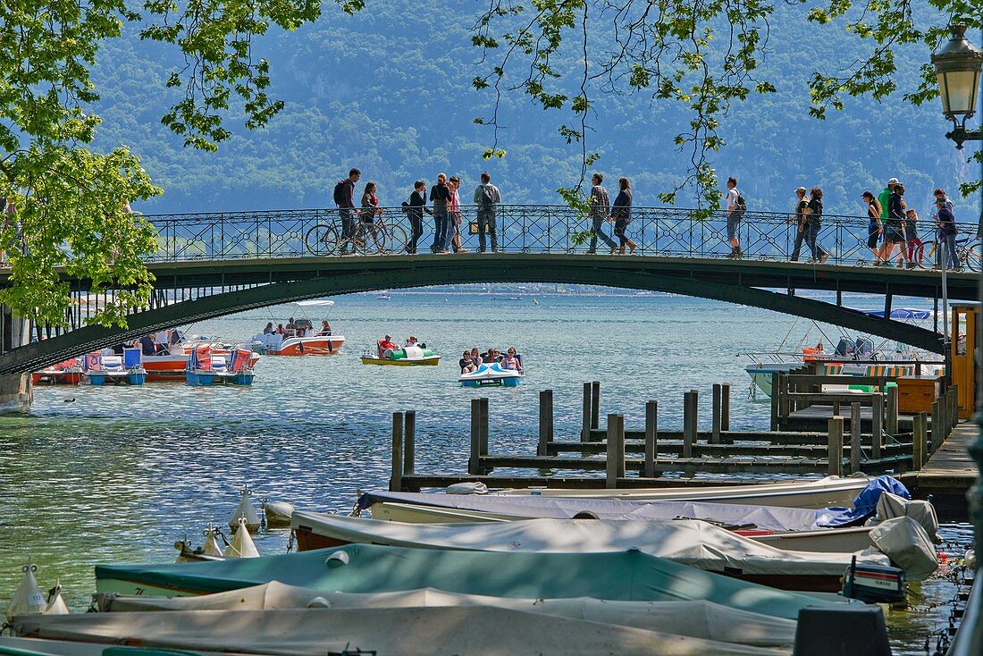 France, Haute-Savoie (74), Annecy, boats on the edge of the lake