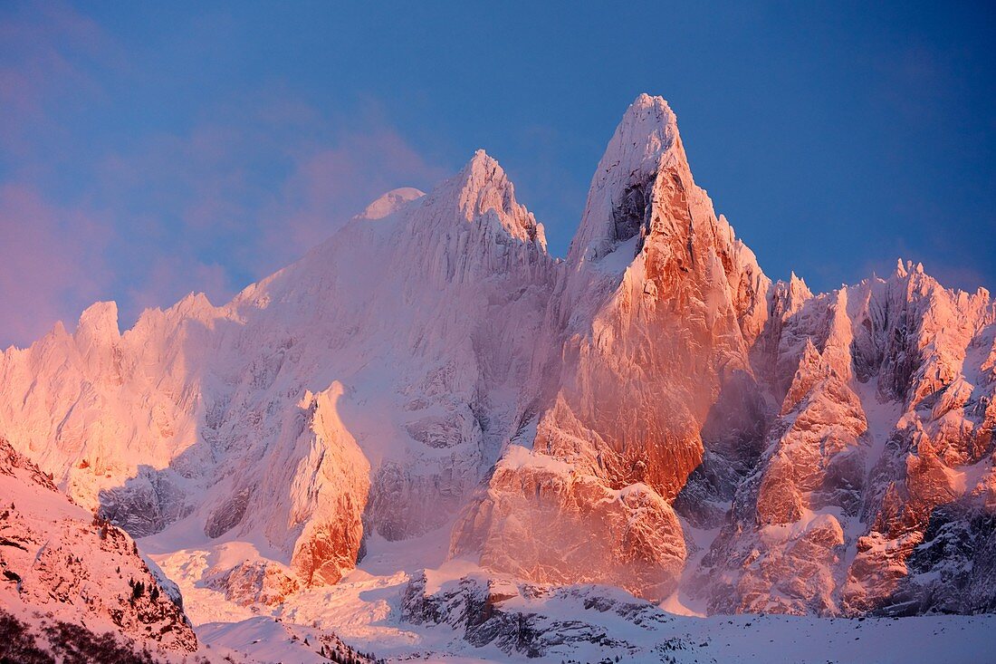 France, Haute-Savoie, aiguille Verte (4122m), aiguille du Dru (3754m), Mont-Blanc range