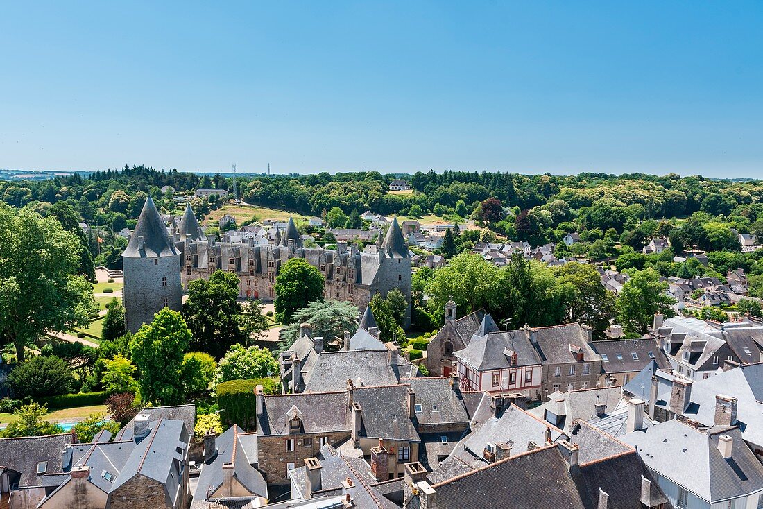 Frankreich, Morbihan, Josselin, die Burg und das Stadtzentrum