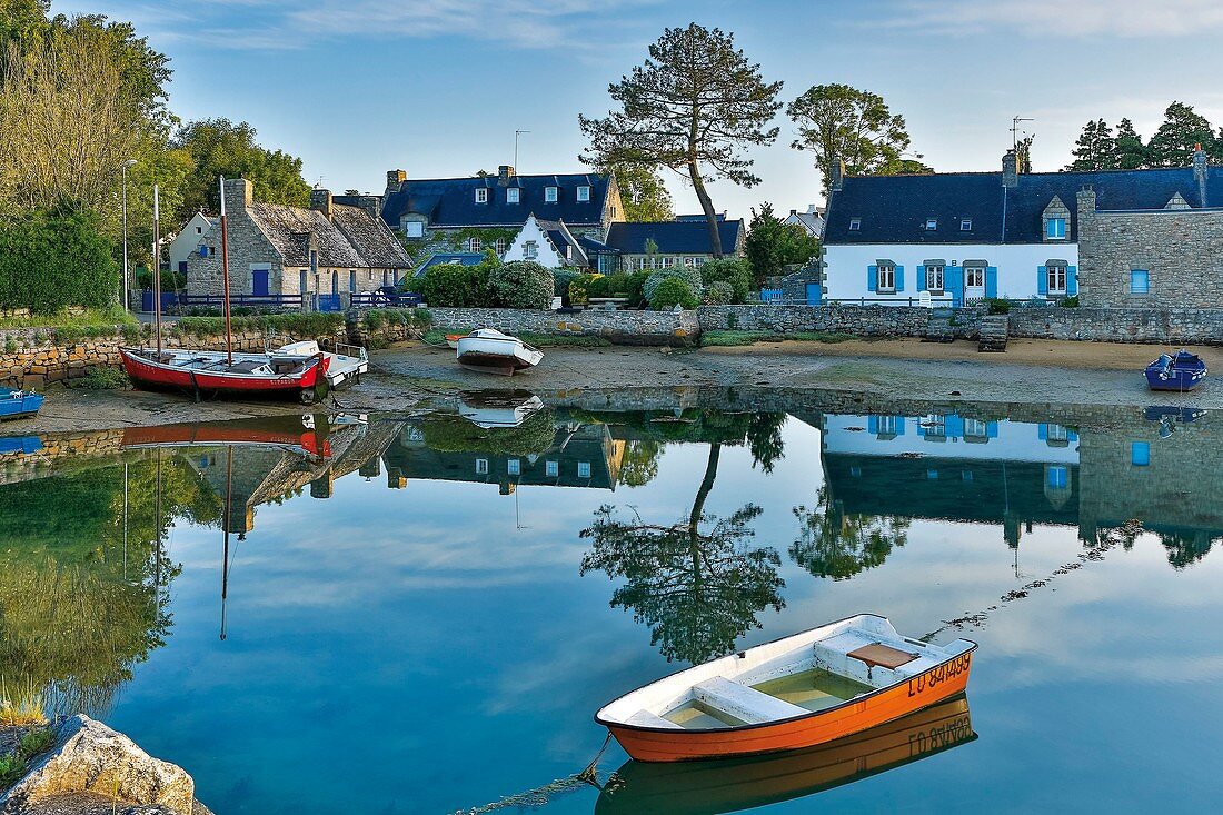 Frankreich, Morbihan, Belz, Étel, Vieux Passage, Boote im Hafen der Vieux Passage