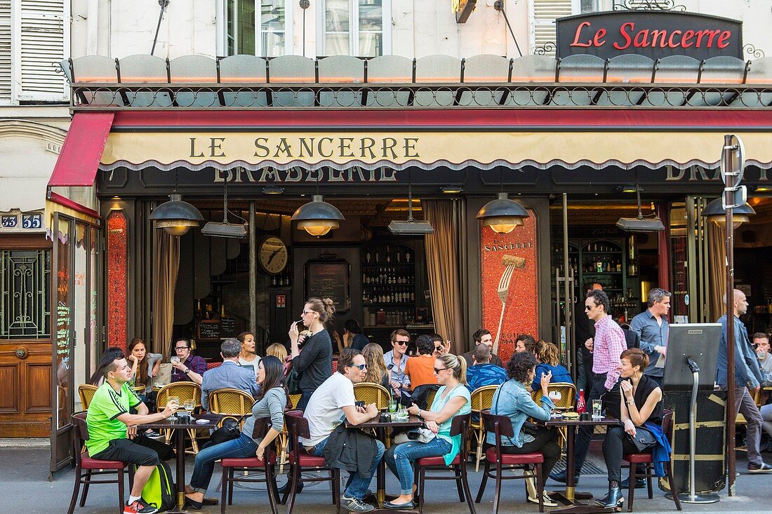 Frankreich, Paris, Stadtteil Montmartre, Rue des Abbesses, Restaurant Le Sancerre