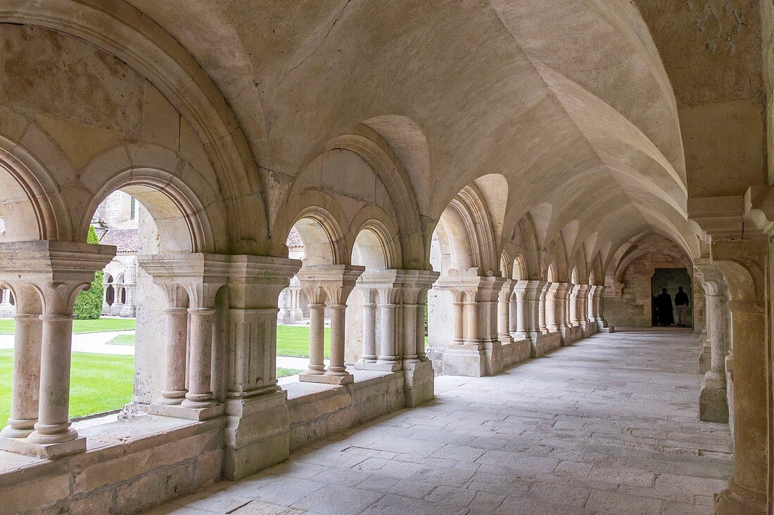 France, Cote d'Or, Marmagne, former Cistercian abbey of Fontenay founded 1118 listed as World Heritage by UNESCO, the cloister