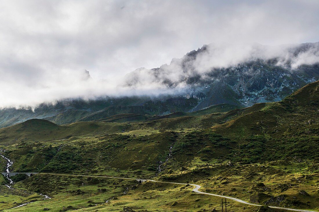 France, Savoie, Beaufortain valley, Beaufort sur Doron, road to the Cormet de Roselend pass