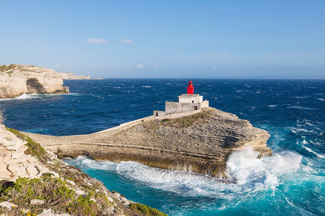Frankreich, Corse-du-Sud, Bonifacio, Leuchtturm von Madonetta