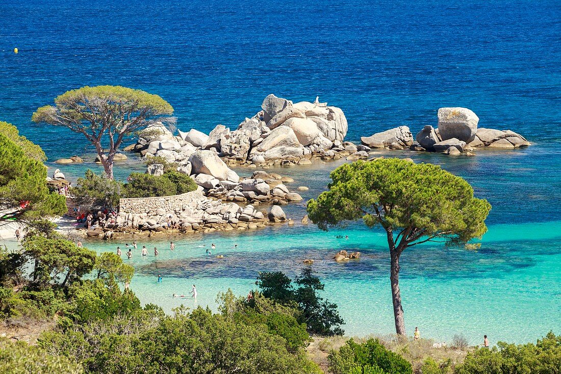 France, Corse du Sud, Porto Vecchio, Palombaggia, granite rocks of beach of Tamaricciu